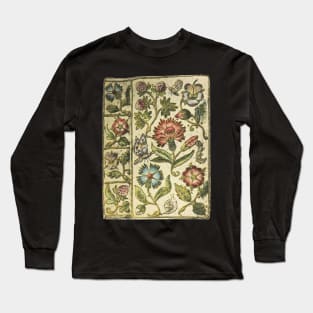 Vintage Floral Embroidery Book Page Tote Bag Long Sleeve T-Shirt